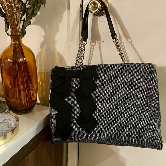 Kate Spade Black and Gray Tweed Shoulder Bag EUC - Picture 2 of 16